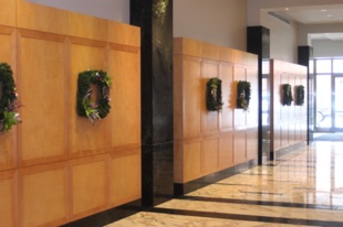 Square Wreaths in Lobby